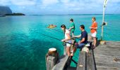 一家人享受一天的釣魚豪勳爵島（Lord Howe Island）碼頭，豪勳爵島（Lord Howe Island）