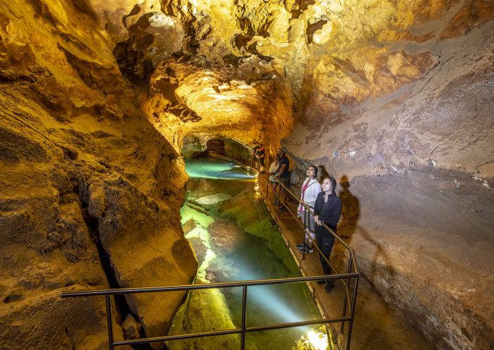 小團體遊覽藍山珍羅蘭山洞（Jenolan Caves）的河流洞穴系統